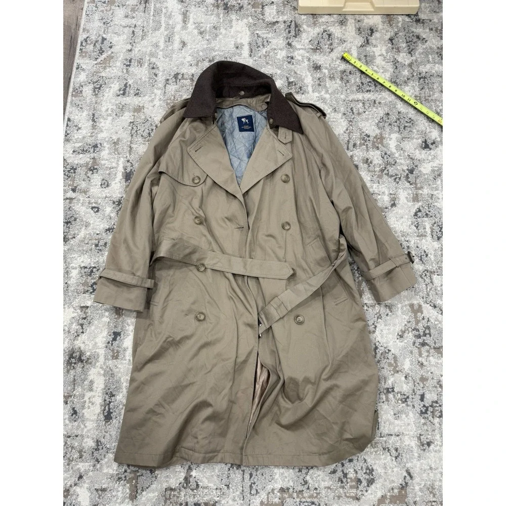 Hart Schaffner Marx Smart Coat Tan Brown Wool Liner Overcoat Trench Mens 42R